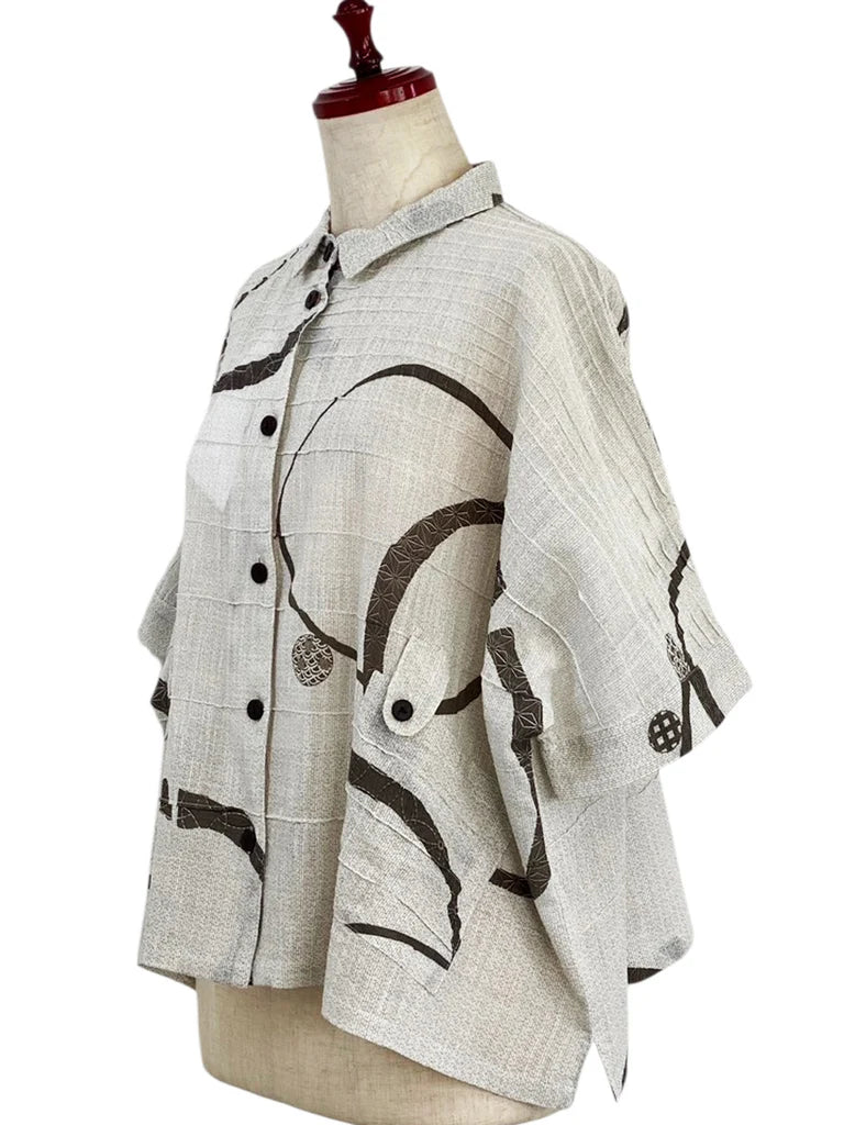 MONA LISA by Pure Fit - Tab Pocket Jacket - Multi Ring Print - 3004-3-NT - NATURAL (G)