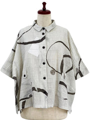 MONA LISA by Pure Fit - Tab Pocket Jacket - Multi Ring Print - 3004-3-NT - NATURAL (G)