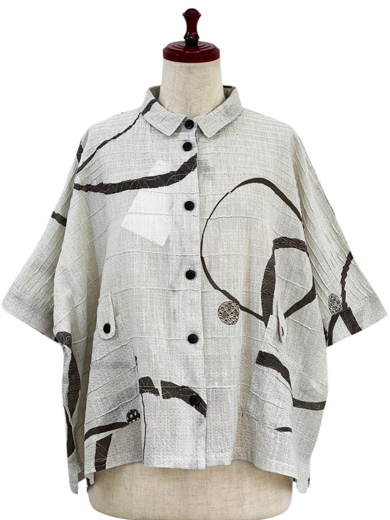 MONA LISA by Pure Fit - Tab Pocket Jacket - Multi Ring Print - 3004-3-NT - NATURAL (G)
