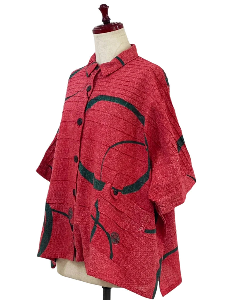 MONA LISA by Pure Fit - Tab Pocket Jacket - Multi Ring Print - 3004-3-RE - RED (E)
