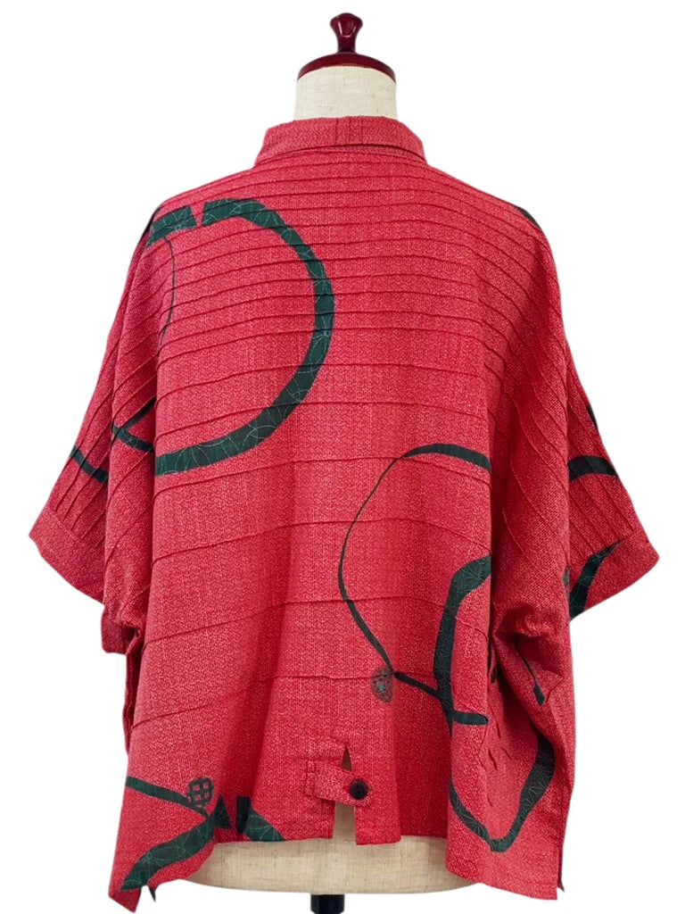 MONA LISA by Pure Fit - Tab Pocket Jacket - Multi Ring Print - 3004-3-RE - RED (E)