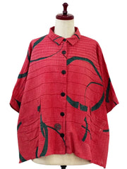 MONA LISA by Pure Fit - Tab Pocket Jacket - Multi Ring Print - 3004-3-RE - RED (E)