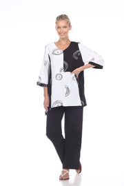 MOONLIGHT Black & White Swirl Mixed Block Top - 3020