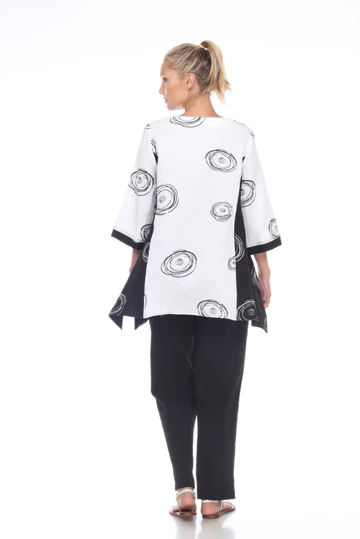 MOONLIGHT Black & White Swirl Mixed Block Top - 3020