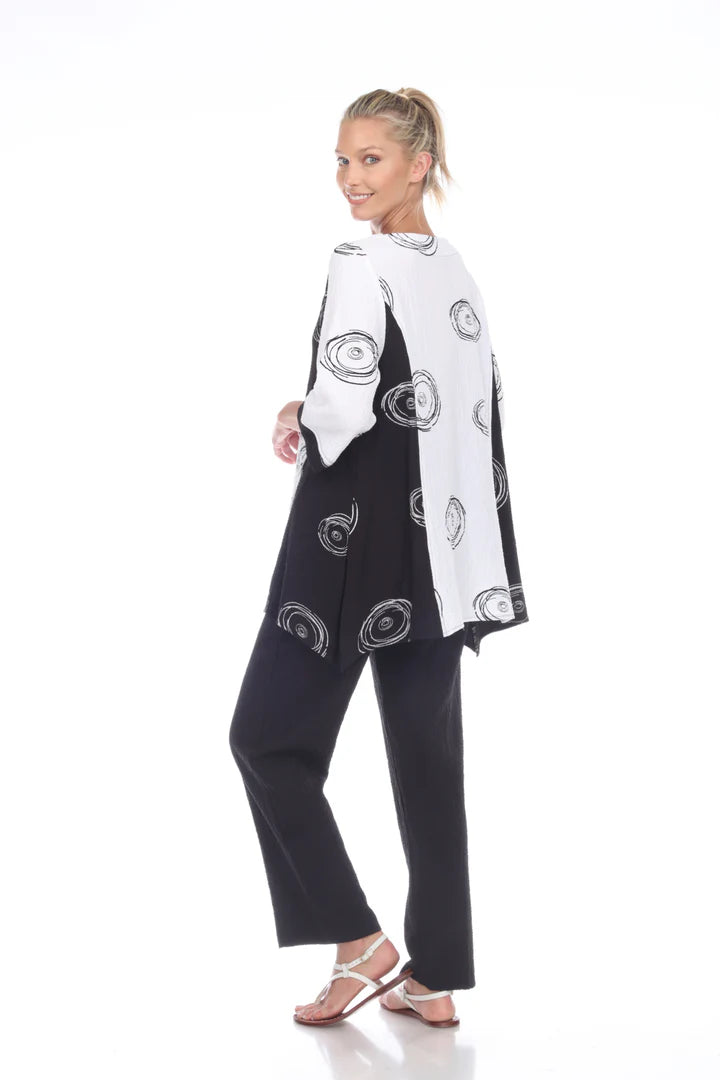 MOONLIGHT Black & White Swirl Mixed Block Top - 3020