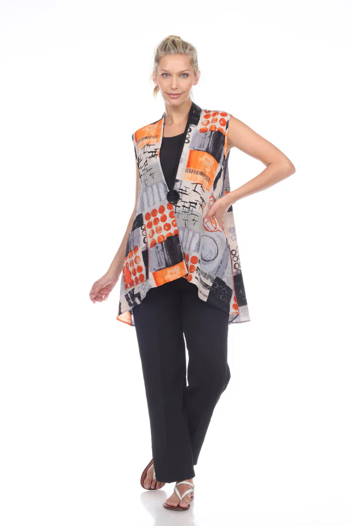 Moonlight Multi Pattern Vest in LIME - 3052 (NOT ORANGE)