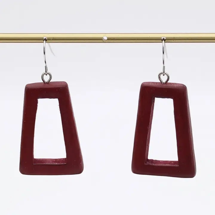 SYLCA Burgundy Driftwood Dangle Earrings