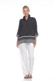 Moonlight Polka Dot Button Front Shirt in Black/White - 3101-CL