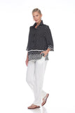 Moonlight Polka Dot Button Front Shirt in Black/White - 3101-CL