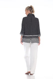 Moonlight Polka Dot Button Front Shirt in Black/White - 3101-CL