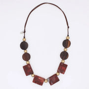 SYLCA Mixed Bead Brown and Gold Esme Necklace