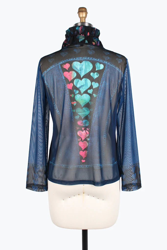 DAMEE Hearts Denim Mesh Twin Set - 31419-BLUE