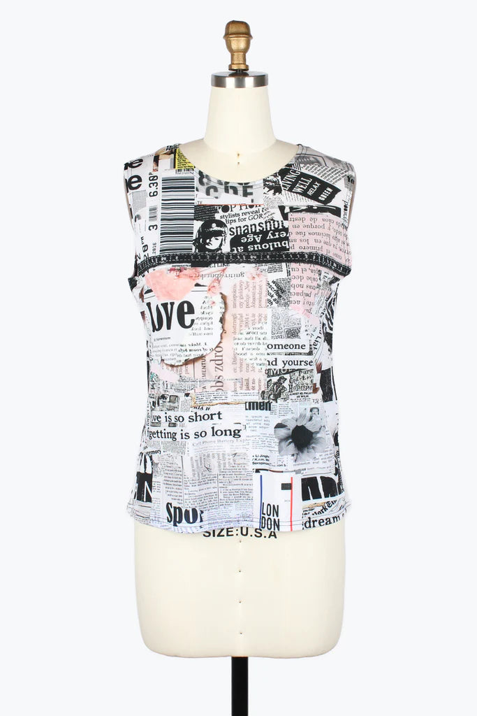 DAMEE NEWSPAPER DENIM MESH TWIN SET - 31437 - BLK