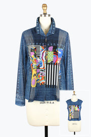 DAMEE MIXED ART DENIM MESH TWIN SET - 31439 - DNM