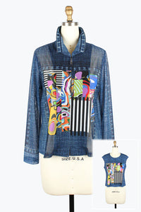 DAMEE MIXED ART DENIM MESH TWIN SET - 31439 - DNM