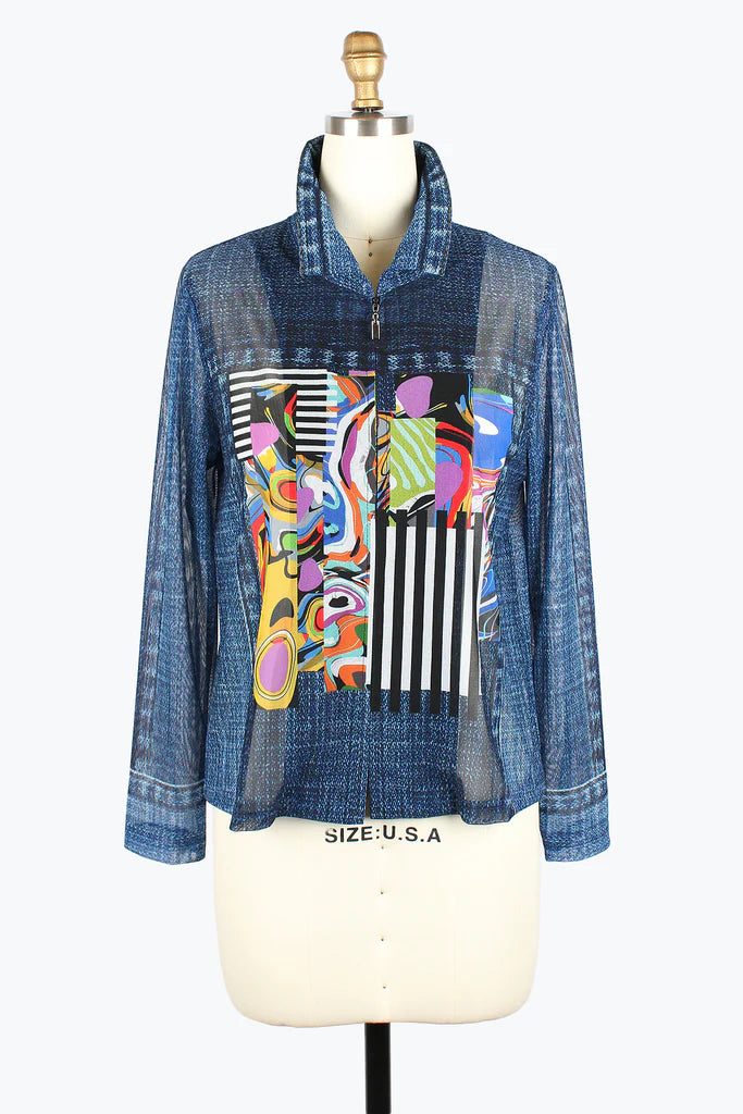 DAMEE MIXED ART DENIM MESH TWIN SET - 31439 - DNM