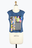 DAMEE MIXED ART DENIM MESH TWIN SET - 31439 - DNM