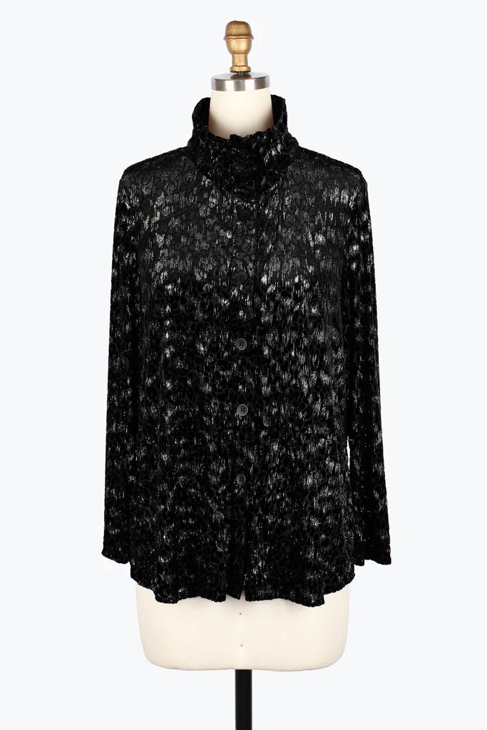 DAMEE LEOPARD BURNOUT SHIRT TWIN SET - 31440-BLK