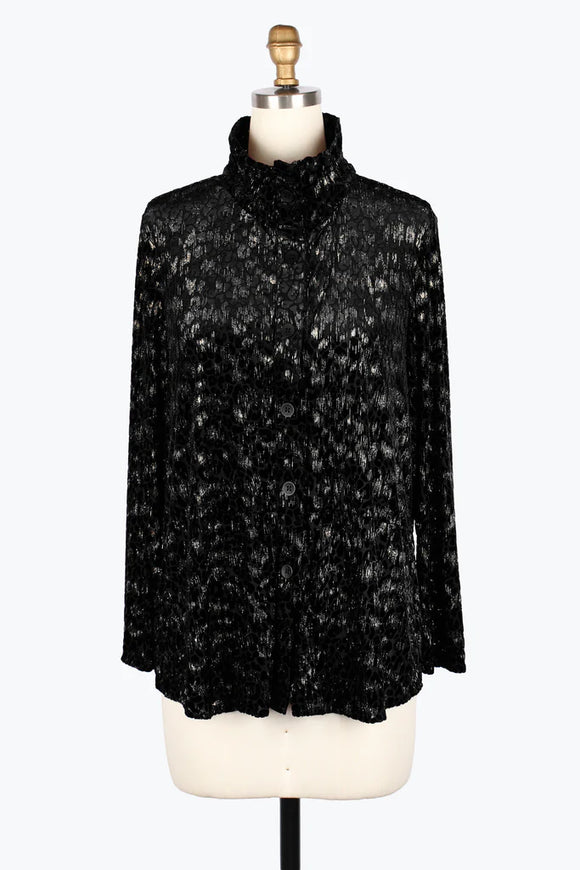 DAMEE LEOPARD BURNOUT SHIRT TWIN SET - 31440-BLK