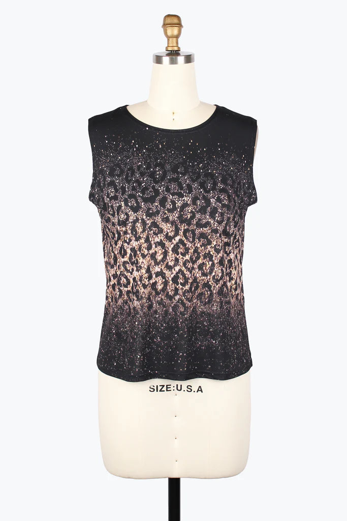 DAMEE GOLDEN LEOPARD MESH TWIN SET - 31445-BLK