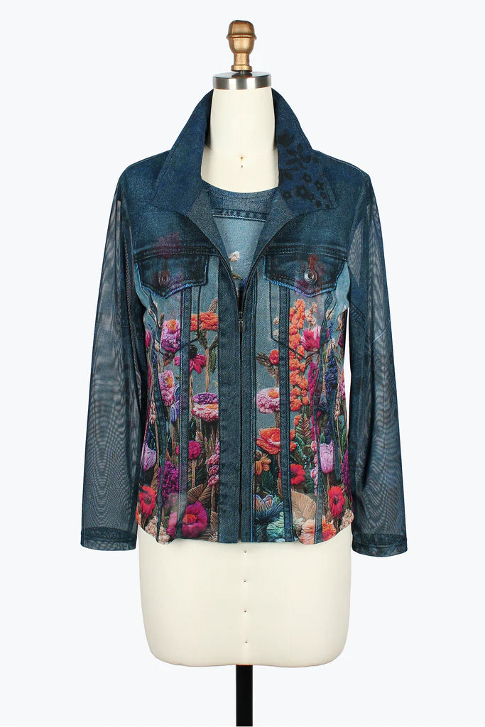 DAMEE DENIM AND PINK FLORAL TWIN SET - 31453 - DENIM