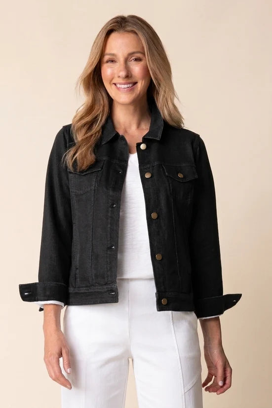 Habitat Stonewash Cotton Spandex Jean Jacket - 31520 - BLACK