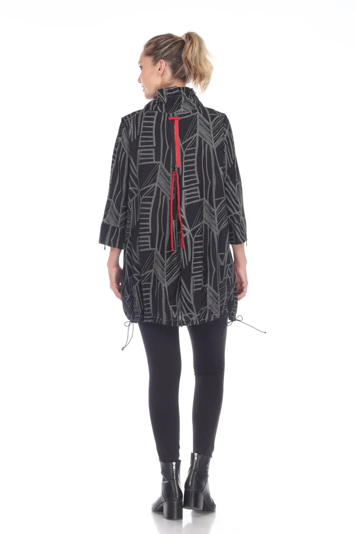 Moonlight Tropic Print Drawstring Tunic Top - 3171