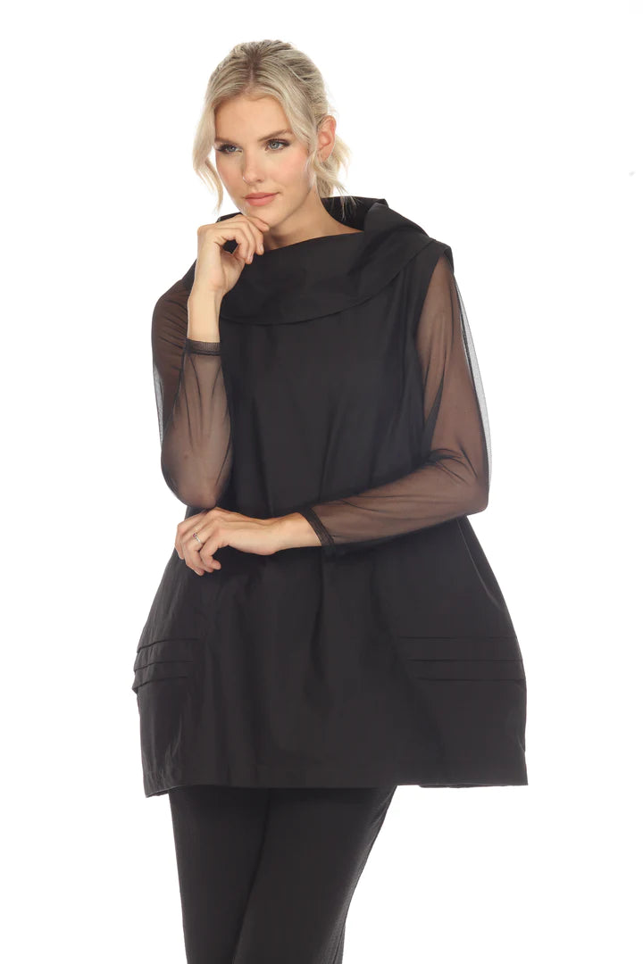 MOONLIGHT Cowl Neck Sleeveless Tunic - 3220 - BLACK