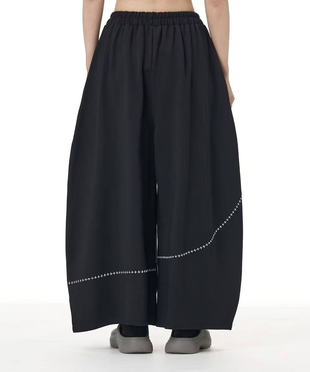 Vanite Couture Wide Leg Pocket Detail Cotton Pant - 32698 - BLACK