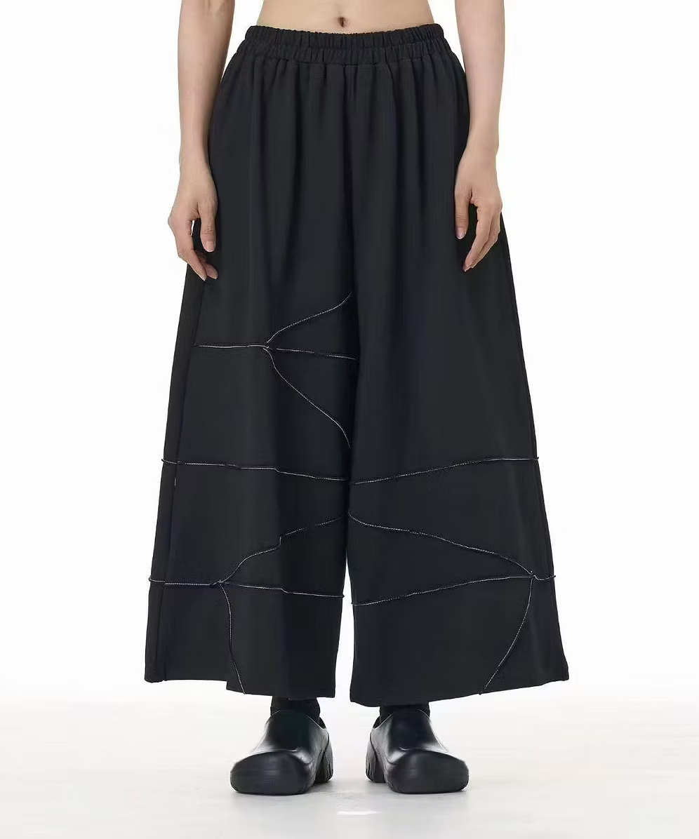 Vanite Couture Wide Leg Cotton Pant - 32822 - BLACK