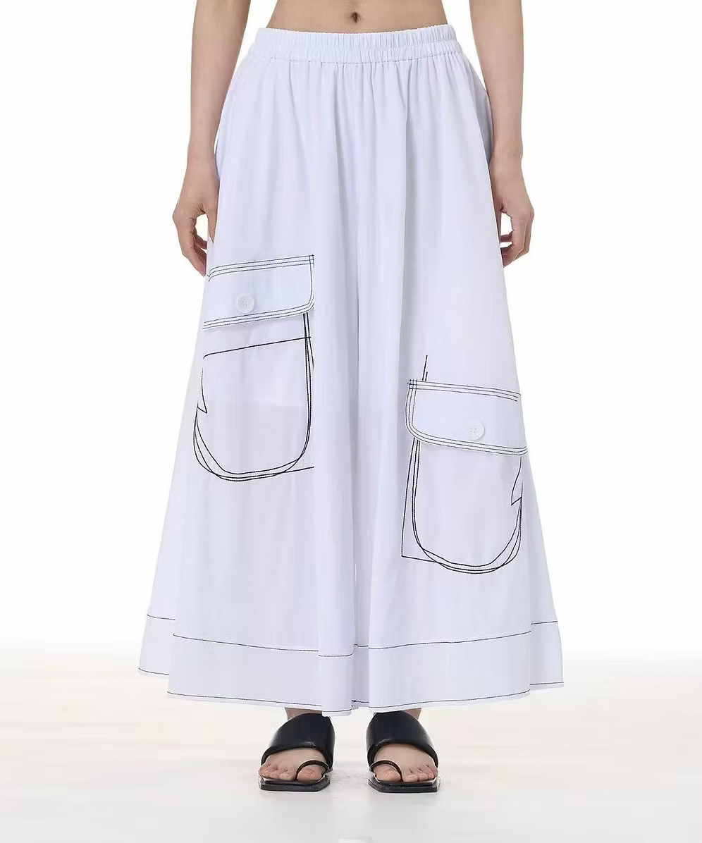 Vanite Couture Wide Leg Pocket Detail Pant - 32995 - WHITE