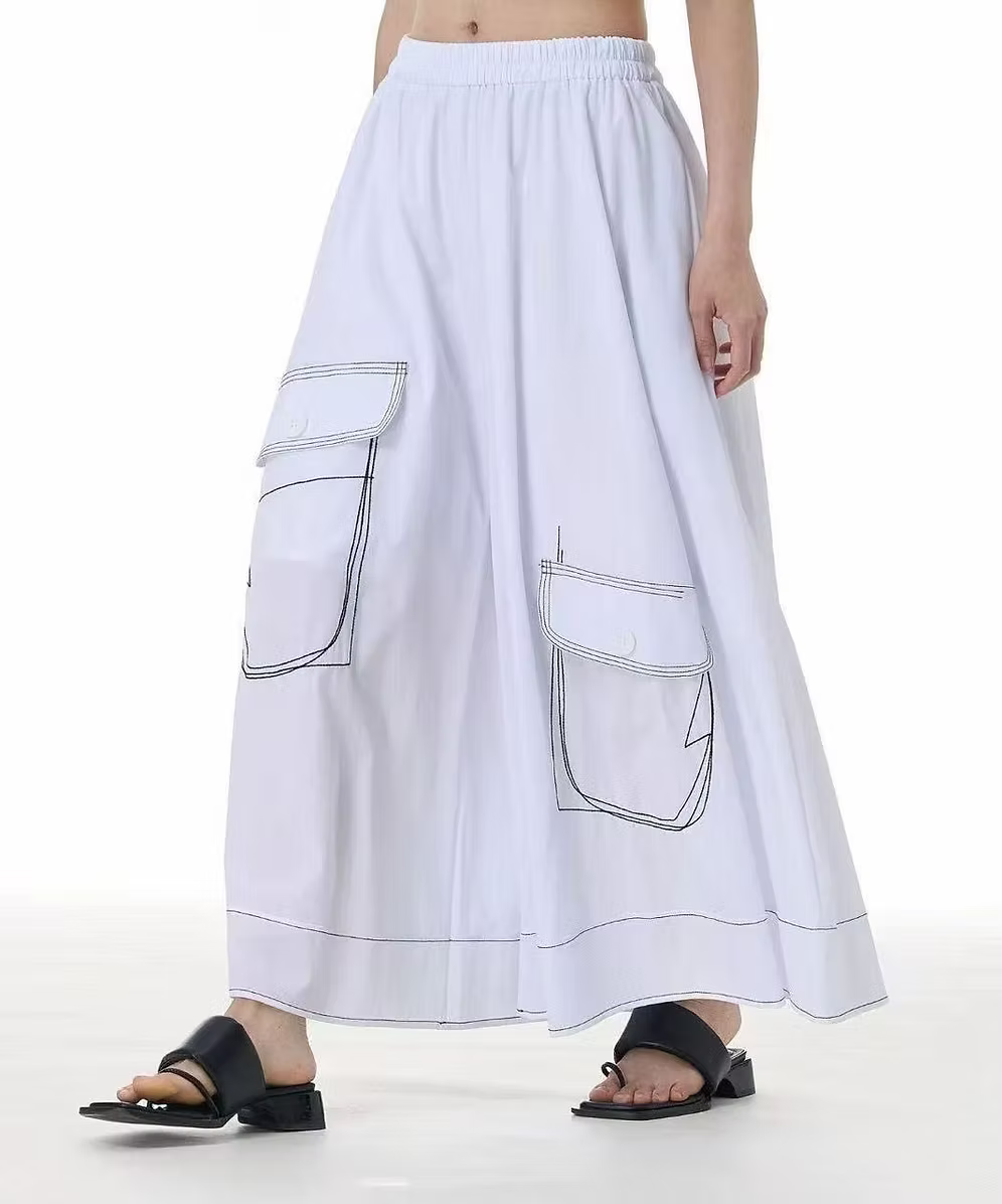 Vanite Couture Wide Leg Pocket Detail Pant - 32995 - WHITE