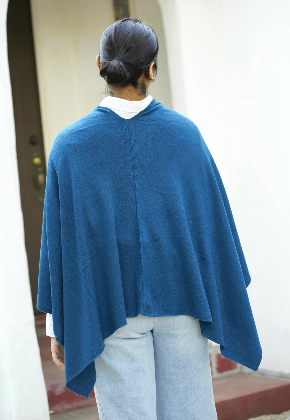 Dolma Cashmere Poncho - PEACOCK