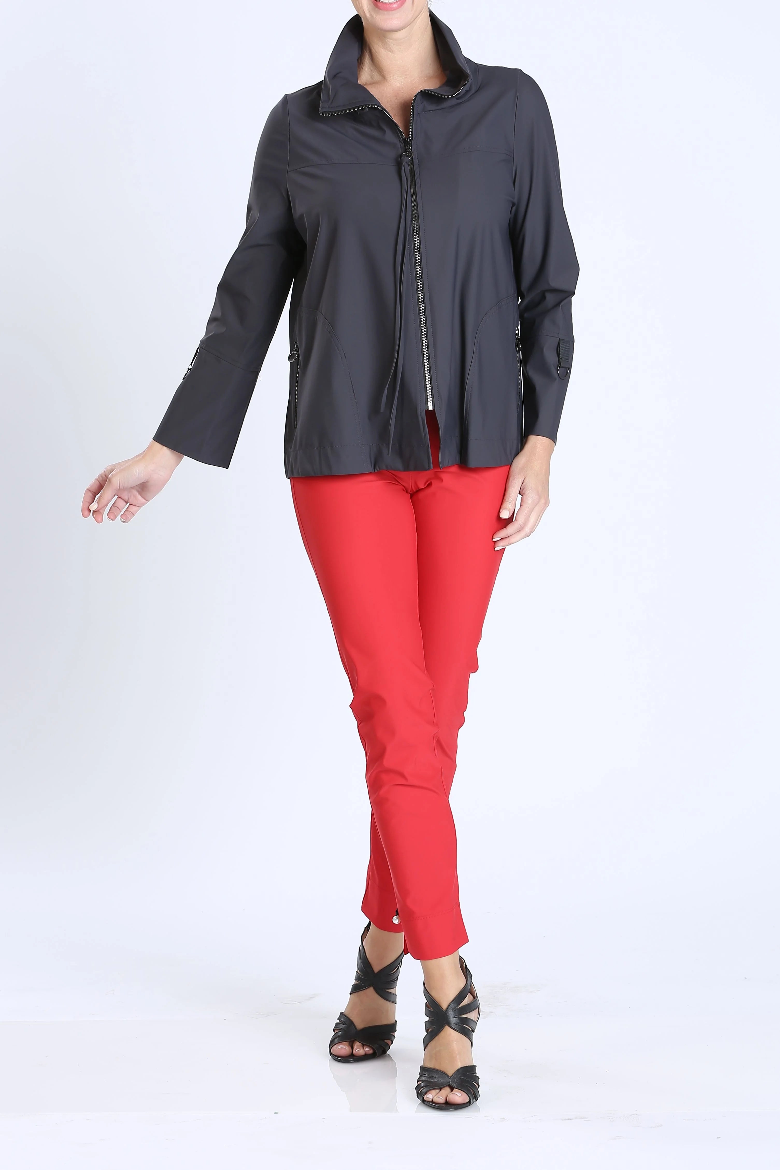 IC Collection Zip Front Parachute Jacket - 3316J-CHARCOAL