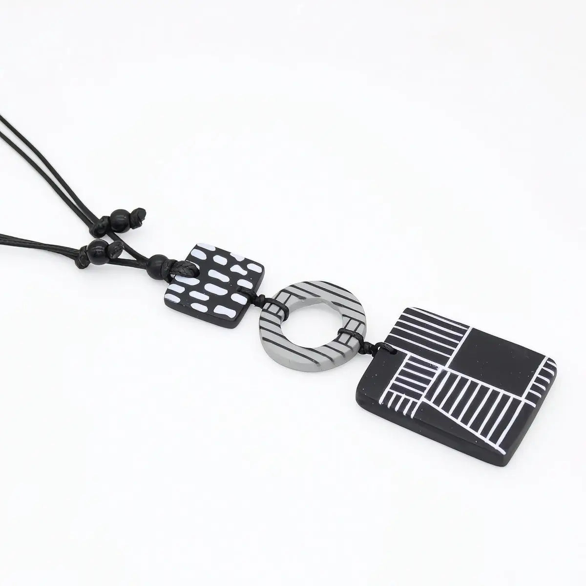 SYLCA Monochromatic Geovibe Pendant Necklace - LS25N31 - BLACK/WHITE