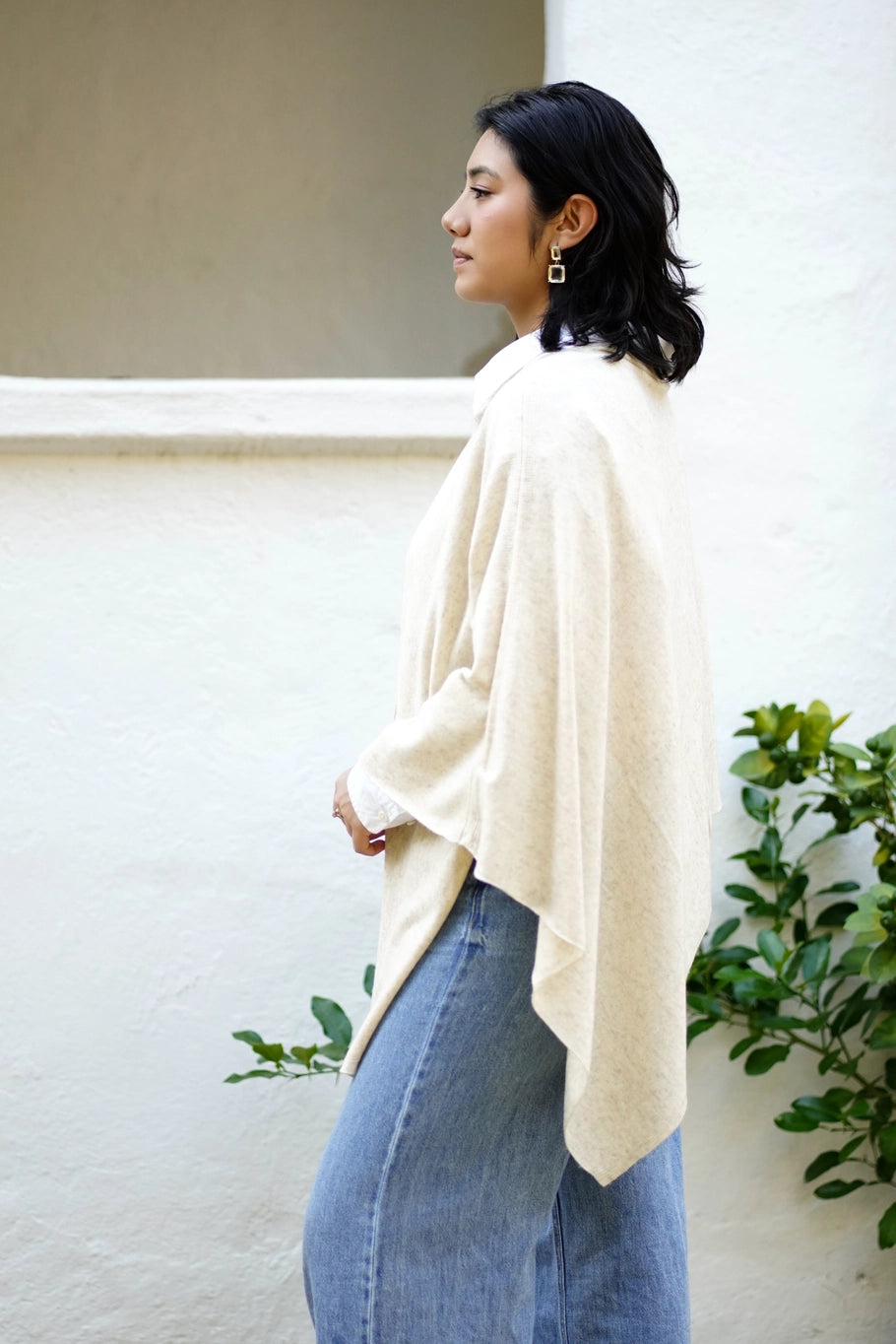 Dolma Cashmere Poncho - OATMEAL