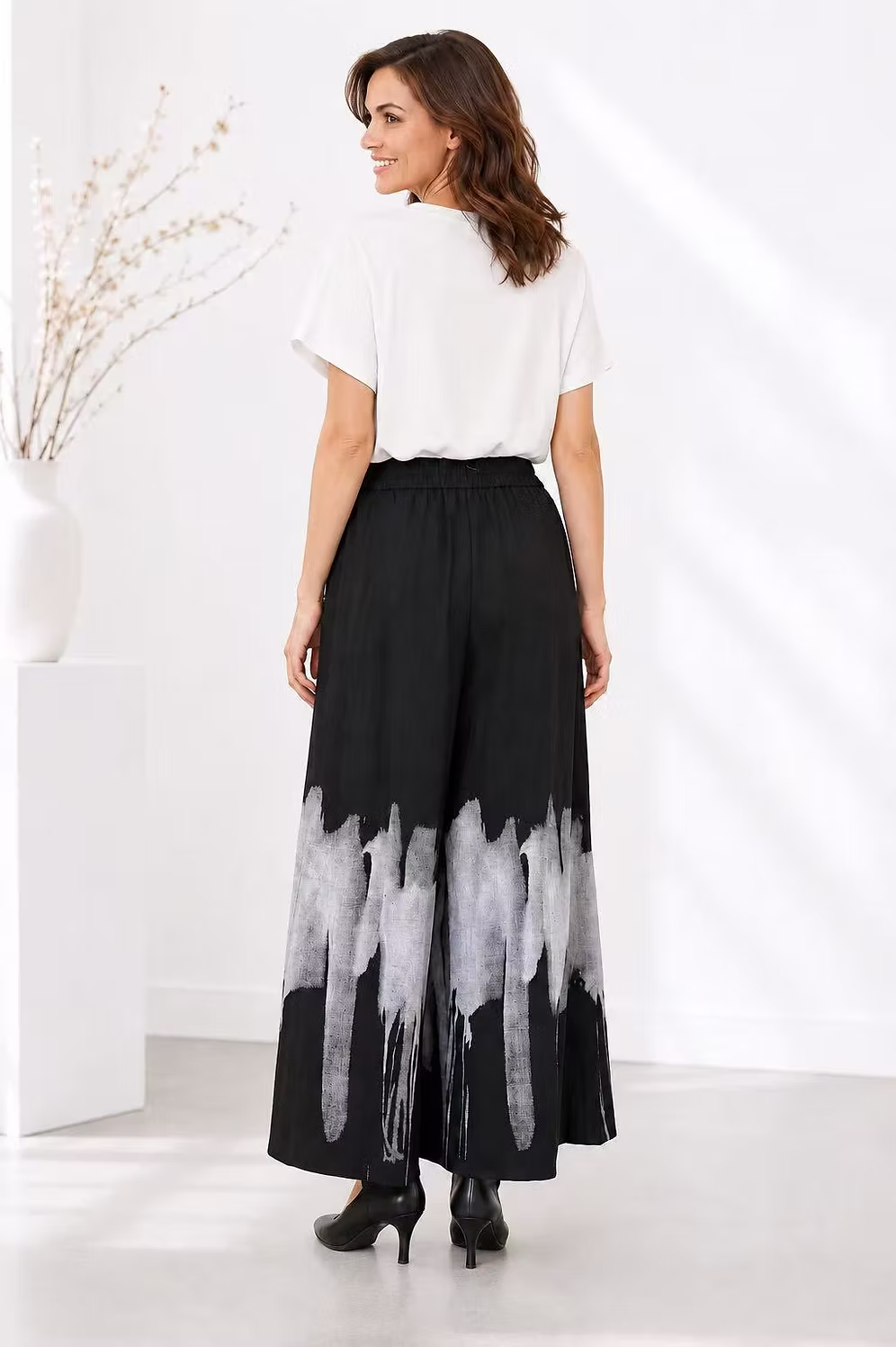Vanite Couture Cotton Abstract Skirt - 3531-1 - BLACK