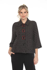 Moonlight Button Front Dash Pattern Top - 3616