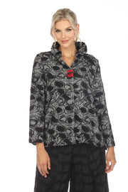 Moonlight One Button Wire Collar Circular Pattern Jacket - 3632