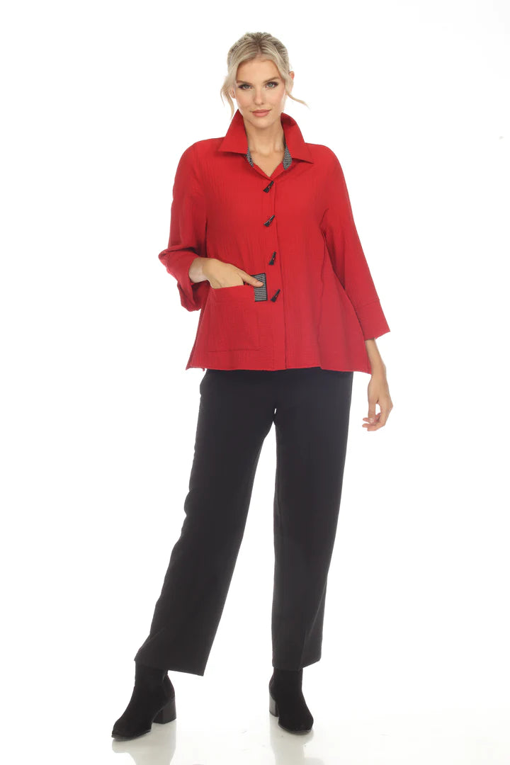 MOONLIGHT Red Button Down Collared Blouse - 3649
