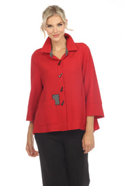 MOONLIGHT Red Button Down Collared Blouse - 3649