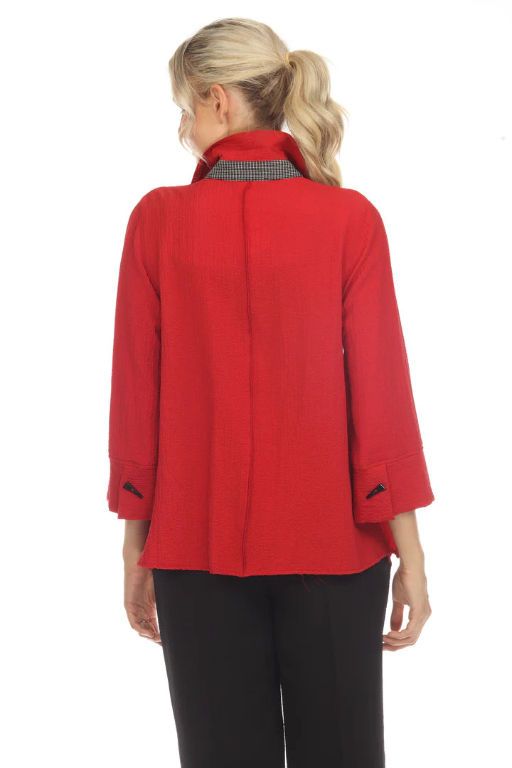 MOONLIGHT Red Button Down Collared Blouse - 3649