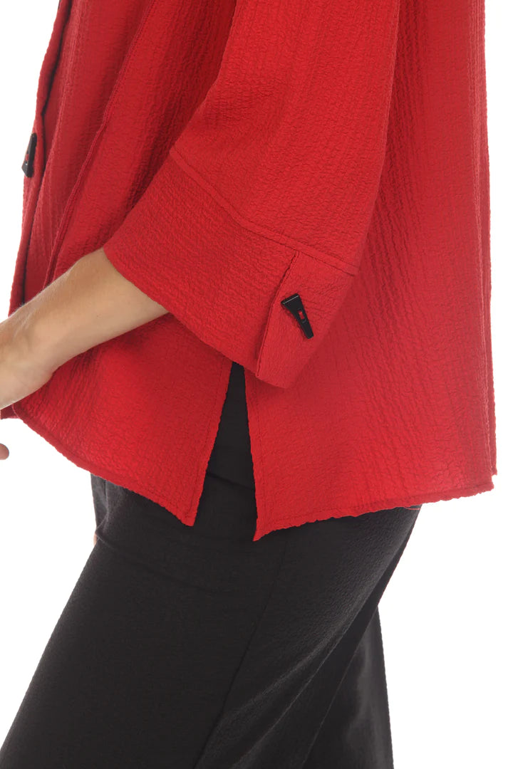 MOONLIGHT Red Button Down Collared Blouse - 3649