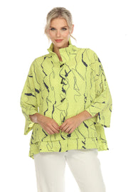Moonlight Textured Abstract Button Front Wire Collar Top - 3662 - L ONLY