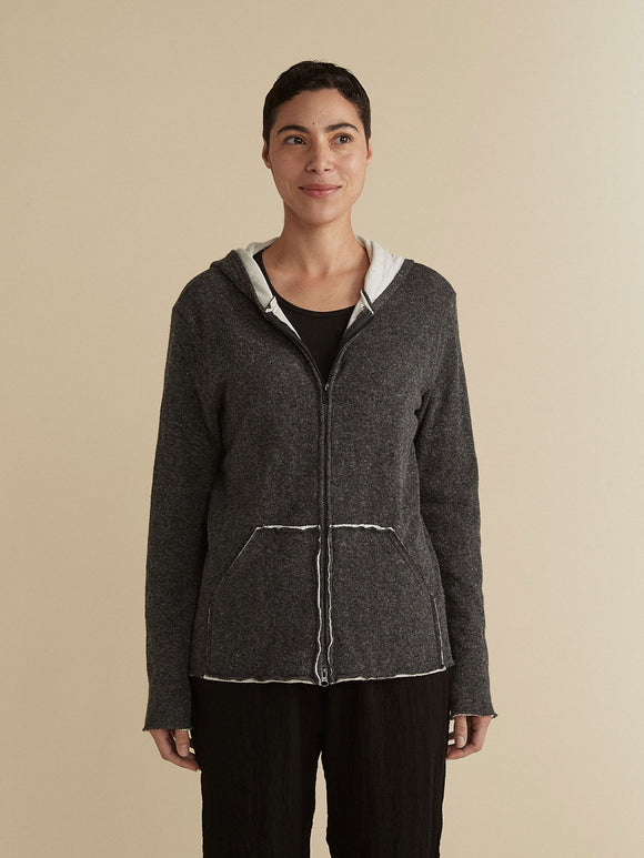 CUT LOOSE - Wool Blend Double Cloth Zip Hoodie - 3688403