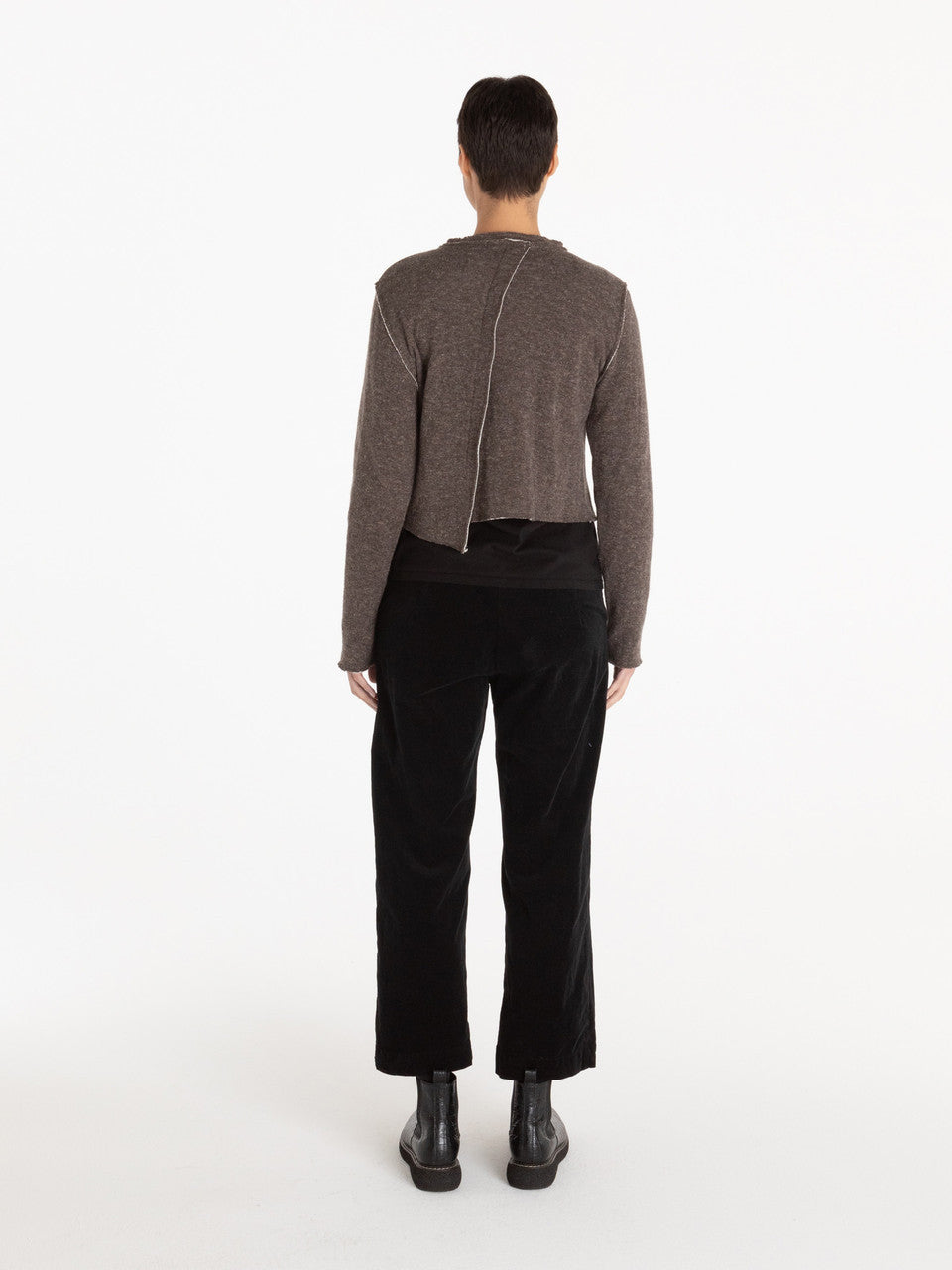 CUT LOOSE - Wool Blend Double Cloth Collarless Crop Cardi - 3688922