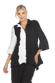 Moonlight Textured Contrasting Panel 1/4 Zip Top - 3716