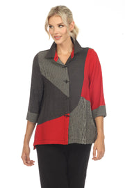 Moonlight Mixed Media Button Front Jacket - 3753