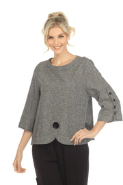 MOONLIGHT Textured One Button Detail Top - 3754
