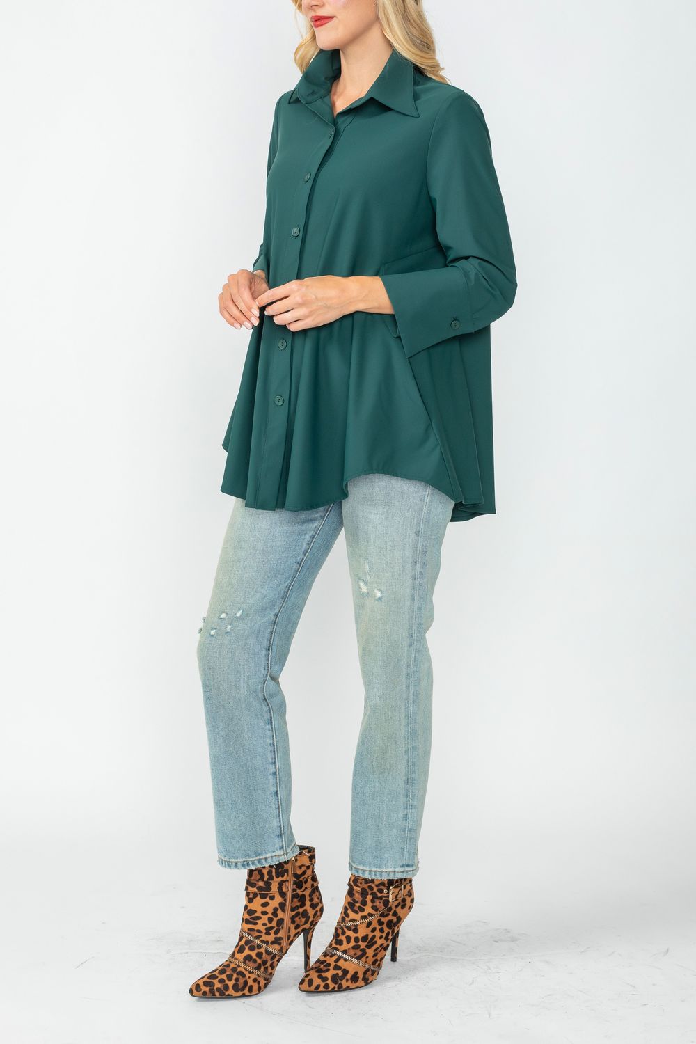IC COLLECTION Blouse - 3778B - HUNTER GREEN